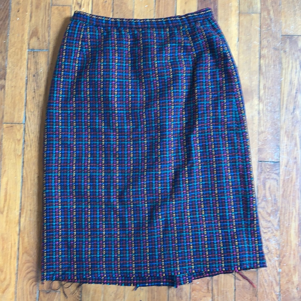 Black midi skirt with colorful grid stripes, size6
